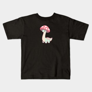 Kawaii simple Mushroom Hat Dinosaur Brontosaurus Kids T-Shirt